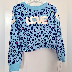 New Girls 365 Kids Blue Animal Print Love Crop Top Size 6
